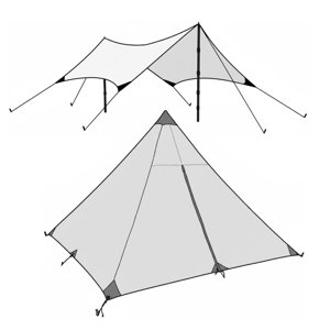 A diagram showing how a catenary curve cut into a tarp creates a taut ridgeline.