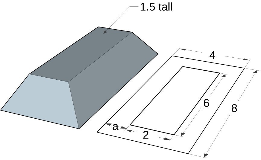 The top dimensions are overlaid onto the bottom dimensions in the plan view.