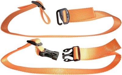 A webbing strap cleverly looped through a triglide buckle to create a no-sew attachment point.