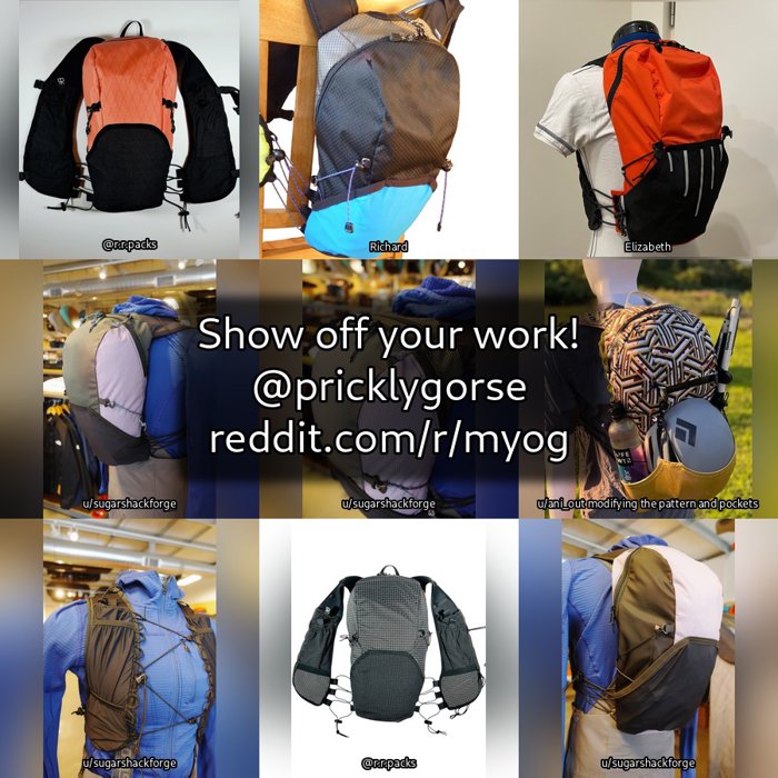 Montage of bags made by the community from this pattern