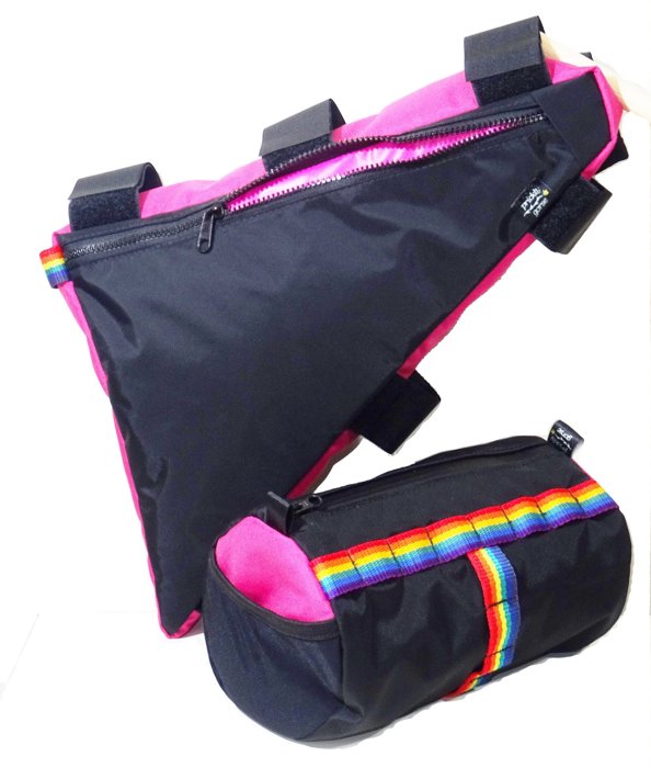 Photo of a custom made bike frame bag